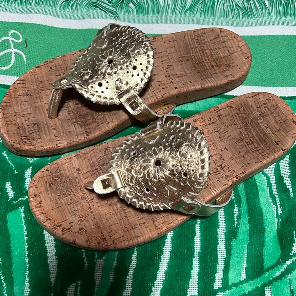 Jack rogers cork sandals gold size 9.5